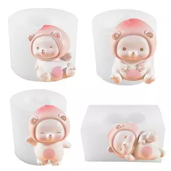 Четыре милые трехмерные силиконовые формы с животными, сделай сам, пластырь для ароматерапии, мыло ручной работы, персиковые формы для свечей с животными