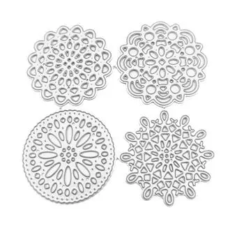 Четыре предмета, кружевной круглый дизайн, стильный металлический трафарет, сделай сам, скрапбукинг, тиснение, трафарет, бумага, шаблон для альбома серебряный