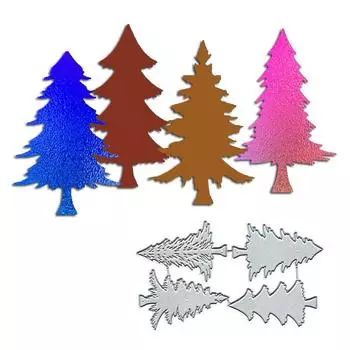 Четыре рождественские елки, сосны, металлические стальные трафареты, трафареты для скрапбукинга, ремесленные штампы, 3D DIY, изготовление фестивальных карт серебряный