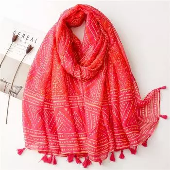 Четыре сезона богемный этнический стиль туристический солнцезащитный платок балийская пряжа хлопок и конопля текстура красный геометрический шелковый шарф 180*110