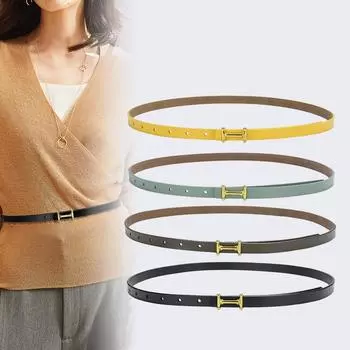 Четыре сезона Доступный ремень Женские натуральная воловья кожа универсальные джинсы с тонким, модным и минимально декорированным поясом для юбки 105cm