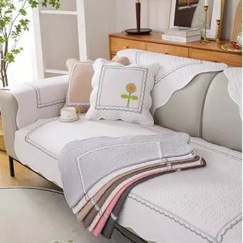 Четыре сезона, хлопковая муаровая стеганая подушка для дивана, корейская противоскользящая подушка для дивана со свежими цветами, полотенце 70-70