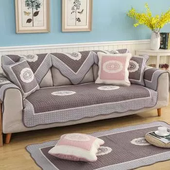 Четыре сезона хлопковая стеганая диванная подушка, однотонный высококачественный корейский вышитый чехол для трехместного дивана, полный чехол 70*70