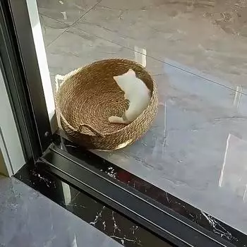 Четыре сезона кошачья кровать тканая съемная обивка спальный домик кошка царапины пол из ротанга моющиеся товары для кошек аксессуары для домашних животных S (1-3KG)