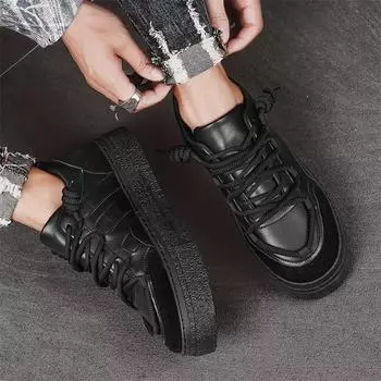 Четыре сезона кожаные кроссовки на шнуровке молодежная мода низкие нишевые туфли Harajuku платформа студенческие скейтборд обувь 39