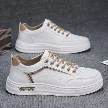 Четыре сезона Маленькие белые туфли Мужская модная обувь Трендовая обувь для сноуборда Студенческая весенняя мужская обувь Кожаная обувь для спорта и отдыха 2025 39