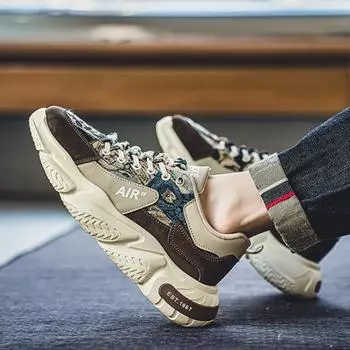 Четыре сезона Мода Новые мужские универсальные высокие кроссовки на толстой подошве из дышащей сетки Мужские спортивные кроссовки против скольжения Папины модные кроссовки 39 коричневый