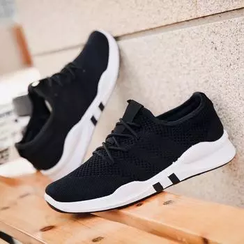 Четыре сезона настоящая летающая тканая мужская обувь, повседневная дышащая обувь, кроссовки на плоской подошве, студенческая дорожная обувь 39 белый