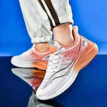 Четыре сезона, новые пары, летающие, плетеные, на шнуровке, повседневные, сетчатые, дышащие, легкие, большого размера, кроссовки для бега, мужская обувь 36