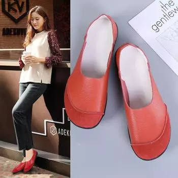 Четыре сезона Новые товары ЖЕНСКАЯ повседневная обувь Натуральная кожа Мягкая подошва Мокосы Износостойкие Нескользящие Девочки Versat 9 жёлтый