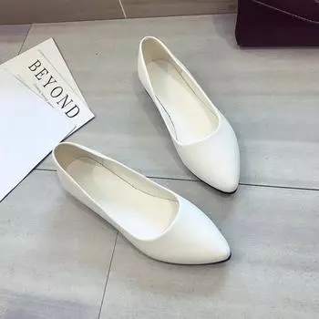 Четыре сезона Новые туфли с острым носком и плоской подошвой, однотонные, повседневные и удобные, с мягкой подошвой, женские кожаные туфли без застежек