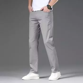 Четыре сезона Новые высококачественные роскошные эластичные повседневные брюки для мужчин, свободные прямые модные брюки для мужчин, универсальные брюки для мужчин 28 чёрный