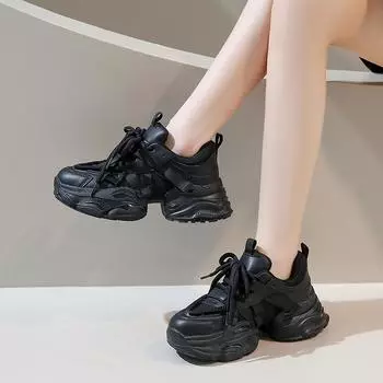 Четыре сезона новые женские туфли на круглой платформе с сеткой Daddy Shoes Cold Sticky Sneakers универсальные повседневные модные студенческие туфли 35