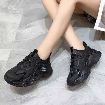 Четыре сезона новые женские туфли папы классические дышащие на шнуровке студенческие досуг удобные на платформе интернет знаменитости спорт Форрест Гамп Сяобай 35