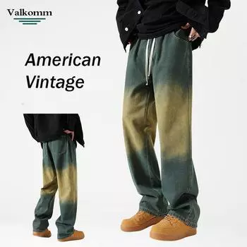 Четыре сезона Новый американский стиль Вертикальный деним Прямые трубчатые трендовые ретро-джинсы высокого класса Feeling High мужские джинсы S