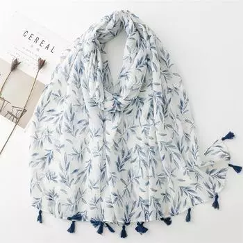 Четыре сезона новый хлопок и конопля текстура шарф маленький свежий японский маленький цветок тонкий стиль кисточка шелковый шарф шаль для женщин 180*88