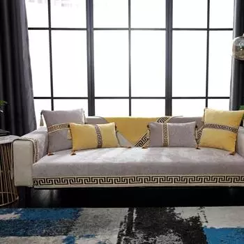 Четыре сезона Новый китайский стиль шенилл диванная подушка современный минималистский однотонный диванная подушка чехлы 60*60