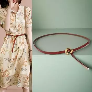 Четыре сезона новый женский ремень из натуральной кожи тонкий пояс украшение с платьем тонкий пояс маленький ароматный стиль поясная цепочка ретро пояс аксессуары для талии 105cm