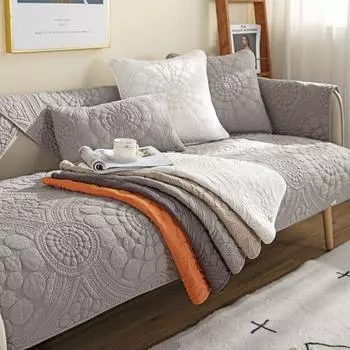 Четыре сезона однотонный хлопок стеганый этнический стиль диванная подушка современная простая нескользящая трехместная диванная подушка полотенце 70*70