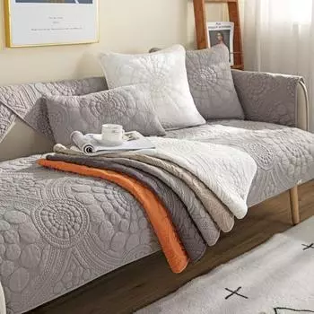 Четыре сезона однотонный хлопок стеганый этнический стиль диванная подушка современная простая нескользящая диванная подушка для 3 человек полотенце Pillowcase темно-серого