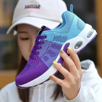 Четыре сезона плюс размер сетчатая дышащая легкая женская обувь для тренировок модные летающие тканые повседневные кроссовки на воздушной подушке 35