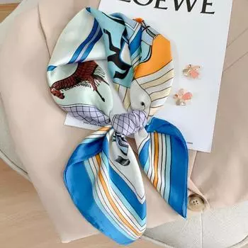 Четыре сезона Шелковый шарф с принтом, квадратный шарф, украшение для ключицы, повязка для волос, модная сумка двойного назначения 70X70CM