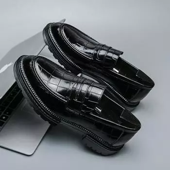 Четыре сезона тренд персонализированные цветные полированные деловые кожаные туфли большого размера для мужчин модные туфли на толстой подошве с одной педалью ленивые туфли 38