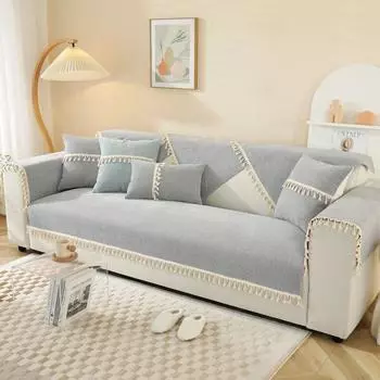 Четыре сезона универсальная диванная подушка из шенилла, однотонная диванная подушка, современный простой нескользящий коврик, подголовник, наволочка для полотенца 70*70