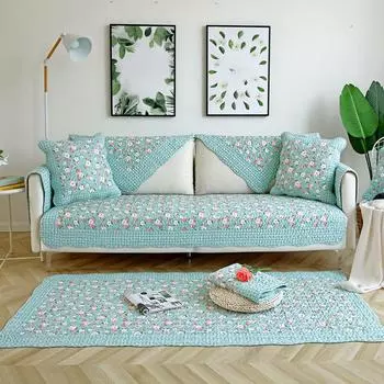 Четыре сезона Универсальная хлопковая ткань с принтом Нескользящая диванная подушка Корейский пасторальный стираный диванный чехол Полотенце для дивана Чехол Полный чехол 70*70