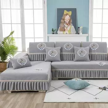 Четыре сезона универсальная юбка с кружевной нашивкой из синели, мультяшная диванная подушка в европейском стиле, чехол для подушки для волос 70+15cm70