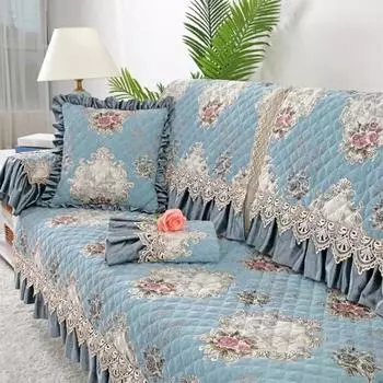 Четыре сезона универсальные большие чехлы для диванов с юбкой в европейском стиле, нескользящий коврик для дивана, роскошная кружевная подушка для гостиной, полотенце для дивана 40x70cm 3edge 18cm
