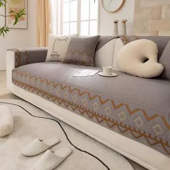 Четыре сезона Универсальный чистый хлопок Цвет Вышитый диванная подушка Современная простая ткань Противоскользящий диванная подушка Чехол 70*70cm