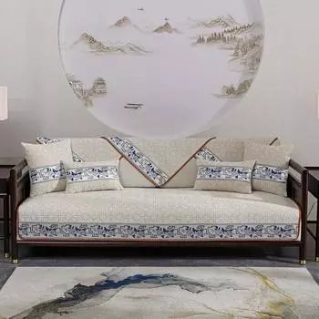 Четыре сезона Универсальный Новый китайский стиль Шенилл Жаккард Диванная Подушка Современный Простой Противоскользящий Диванная Подушка Чехол 70*70cm