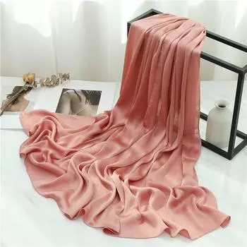 Четыре сезона универсальный новый однотонный шелковый шарф базовый универсальный солнцезащитный теплый шарф женский дорожный большой платок 180x70cm