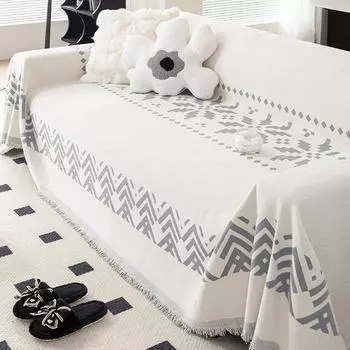 Четыре сезона Универсальный шенилловый диван-полотенце Однотонный геометрический диван-одеяло для гостиной Нескользящее цельное диванное полотенце 180x130cm 1pcs зелёный