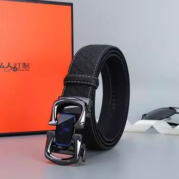 Четыре сезона в наличии легкий роскошный деловой мужской ремень для отдыха кожаный кожаный ремень с автоматической пряжкой для молодежи среднего возраста поясной ремень для брюк 105cm чёрный
