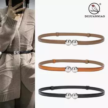 Четыре сезона в наличии новый регулируемый женский тонкий ремень модный сферический пряжка ремень универсальный ремень из коровьей кожи декоративный ремень для платья 50-95cm