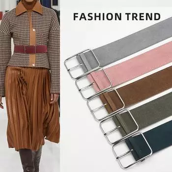 Четыре сезона в наличии новый ретро-пояс для женщин с пряжкой-иглой из матовой замши с кожаным украшением и поясом для пальто 105cm