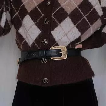 Четыре сезона в наличии новый ретро винтажный порт стиль ремень головной убор коровья кожа брюки ремень женский из натуральной кожи украшение 90*3 чёрный