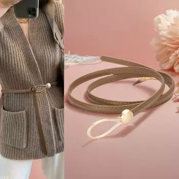 Четыре сезона в наличии новый женский кожаный тонкий пояс декоративный костюм с платьем, свитером, пальто, универсальный пояс 105cm