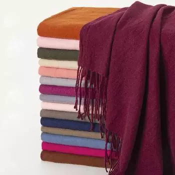 Четыре сезона в наличии новый женский однотонный шарф из искусственного кашемира, однотонный утолщенный теплый шарф, шарф-шаль 200*70cmRegular чёрный