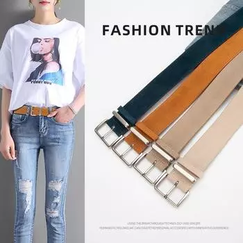 Четыре сезона в наличии, новый женский ремень из матовой замши, в сочетании с джинсами и юбками, модный и высококачественный кожаный ремень 105cm