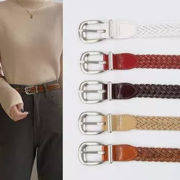 Четыре сезона в наличии новый женский тканый ретро ремень с ковбойскими повседневными брюками декоративный не перфорированный ремень с игольчатой пряжкой 110cm