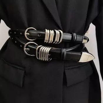 Четыре сезона в наличии пряжка ремня регулируемый тонкий ремень модный сто матч костюм платье украшение пояс женский 100cm чёрный