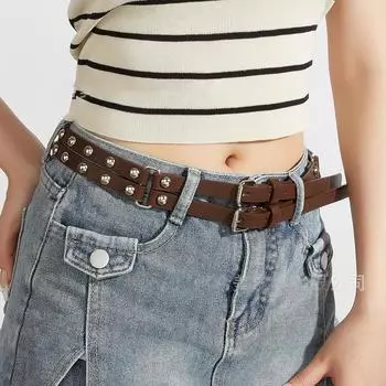 Четыре сезона в наличии пряжка ремня регулируемый тонкий ремень модный сто матч костюм платье украшение пояс женский 105cm коричневый