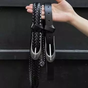 Четыре сезона в наличии ремень головной слой тонкий ремень женский персонализированный игольчатый пряжка вязаный кожаный ремень с юбкой брюки узкий форменный ремень с пряжкой 100cm