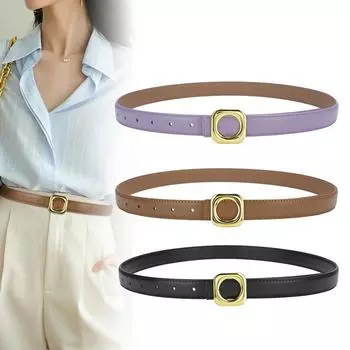 Четыре сезона в наличии ремни женская мода универсальный модный декоративный костюм кожаный тонкий ремень квадратная пряжка кожаный ремень для джинсов в стиле Ins 105cm