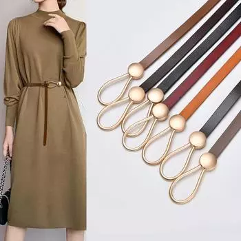 Четыре сезона в наличии, тонкий ремень из коровьей кожи, женский кожаный универсальный ремень с пряжкой в виде капли воды, декоративный пояс, модный многоцветный ремень 105cm