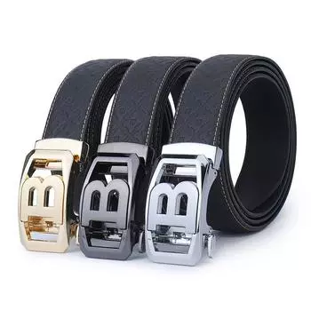 Четыре сезона в наличии высококачественный кожаный ремень с автоматической пряжкой из сплава для мужчин из натуральной кожи с тисненым узором для брюк 105cm чёрный