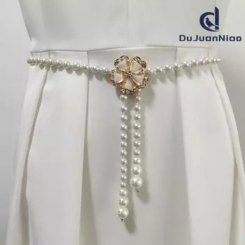 Четыре сезона в наличии жемчужная цепочка на талию женский пояс модное платье декоративный водный бриллиантовый бисер цветок элегантный и универсальный 110cm